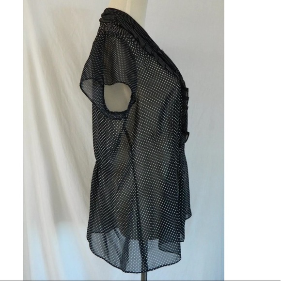 New York & Co Polka Dot Ruffle Work Blouse Top L - Picture 4 of 7